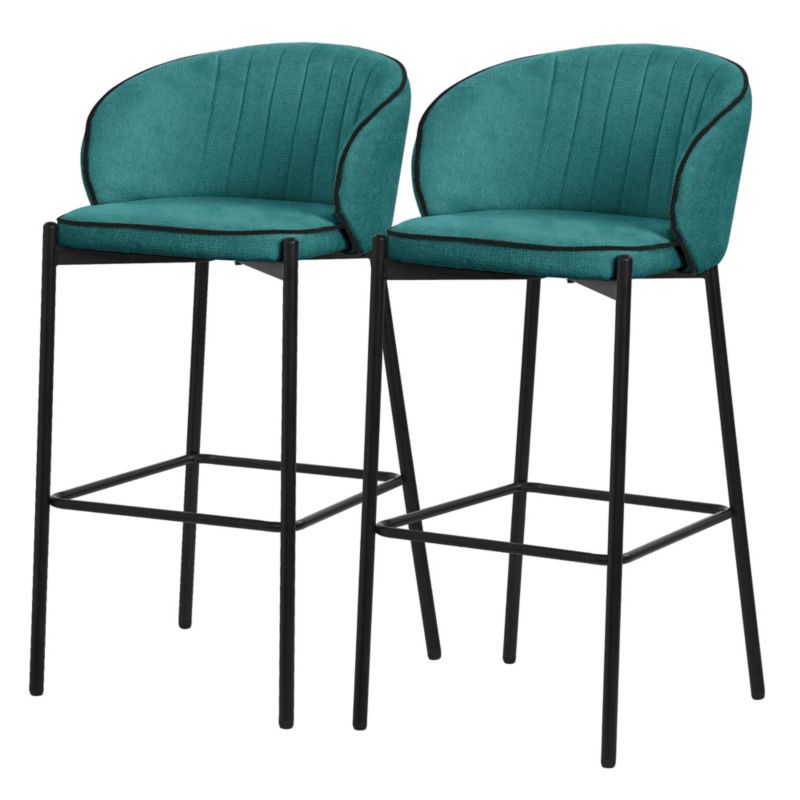 Hokery z tapicerką ML Design benzyna 76 cm ergonomiczne krzesła barowe metalowa konstrukcja podnóżek do kuchni modne 2 szt