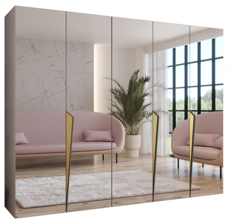 Szafa uchylna z lustrem z lustrem otwierana Abiks PIANO 3 250 wys 202 cm Kaszmir + Złoty 1 szt