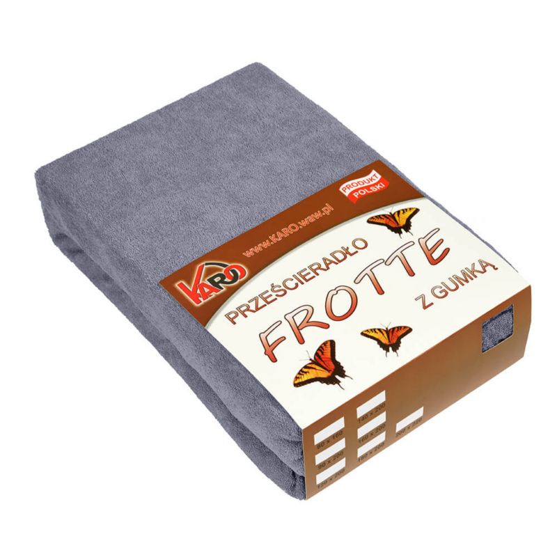 Prześcieradło frotte z gumką KARO 120x200 grafitowe 1 szt.