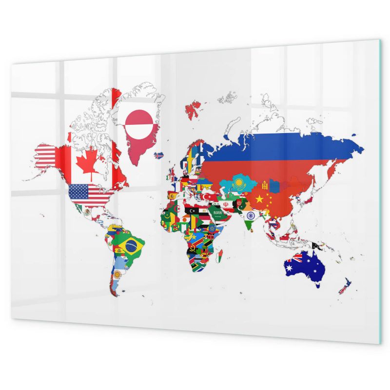 Tablica Magnetyczna Do Rysowania Tulup 60x40 cm Mapa flag narodowych Na zdjęcia i notatk Czarny marker 1 kpl