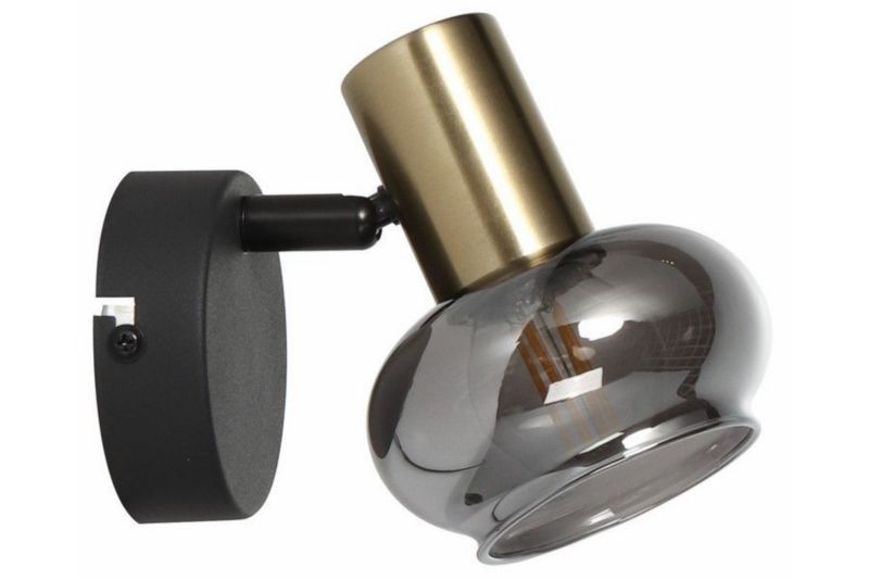 Kinkiet ścienny Reality Lauree czarno-złoty styl nowoczesny 1 x E14 x IP20 wym: 12 x 9 x 14 cm - 1 szt.