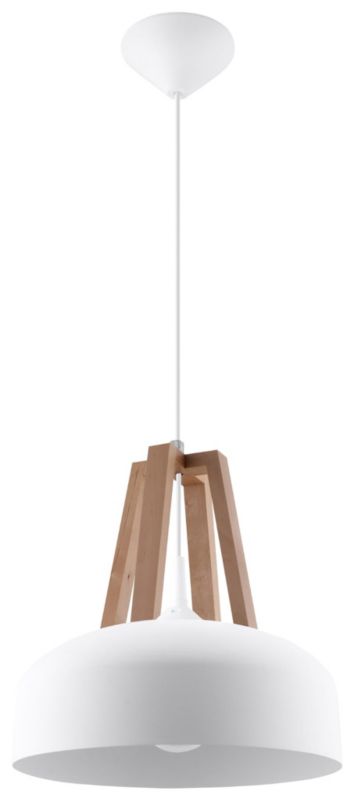 Lampa wisząca Sollux Lighting Casco 8871 biała jasne drewno kuchenna 1xE27 x 60W 1 szt.
