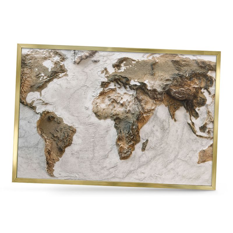 Dekoracyjna tablica magnetyczna ArtPrintCave 60x40 Reliefowa mapa w złotej ramie 1szt