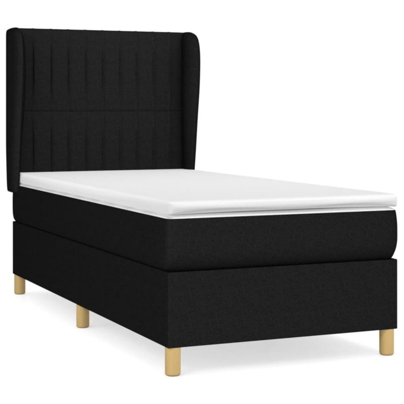 Łóżko z materacem WaszeMeble 90x200 cm Czarny tkanina WM-3128655 1 szt.