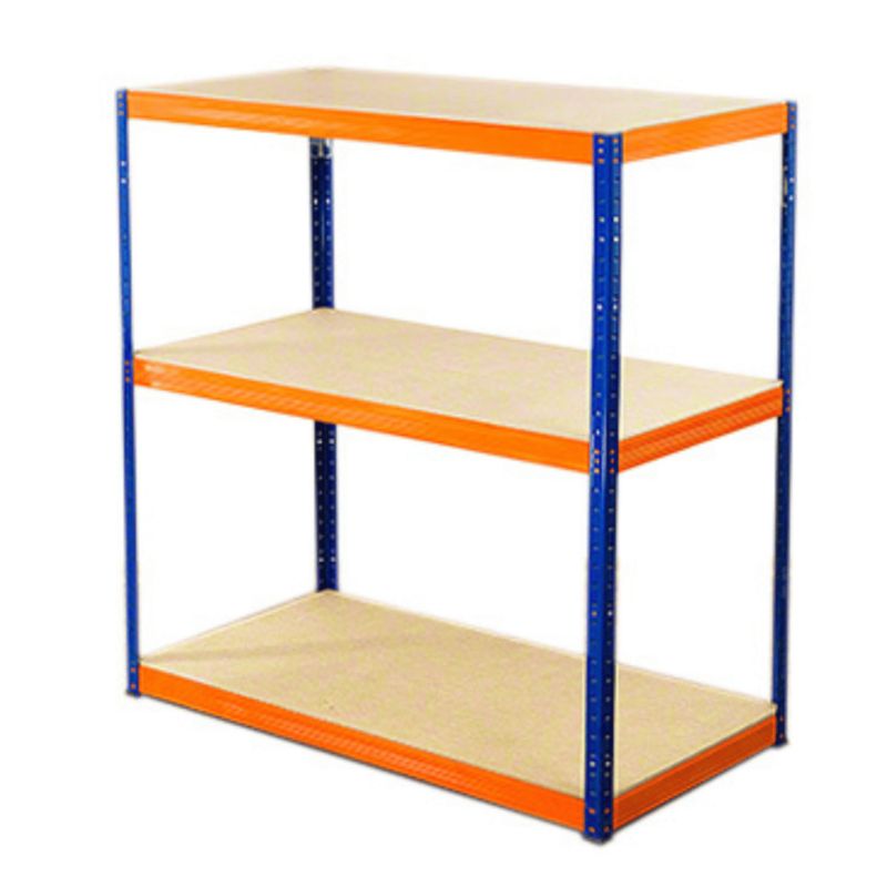 Regał metalowy MODO24 magazynowy warsztatowy niebiesko-pomarańczowy helios 90x150x40cm 3 półki po 175 kg 1 szt.