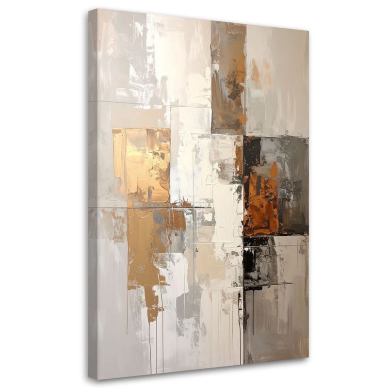 Obraz do salonu sypialni kuchni biura spa loftu Feeby Beżowa złota 40x60cm 1szt