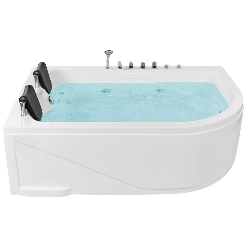 Wanna narożna z hydromasażem LED Calama Prawostronny 180 x 120 cm Biały 1 szt.