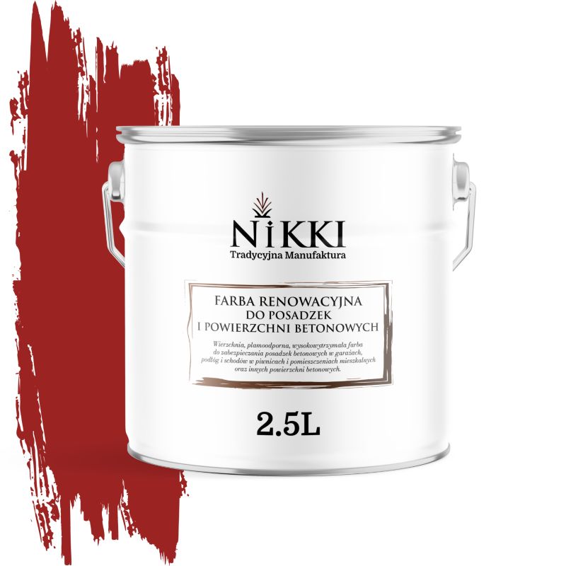Farba Renowacyjna do Posadzek Podłóg Betonowych NIKKI Czerwony sygnałowy RAL3001 Mat 2,5L