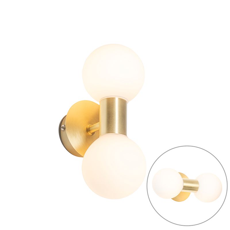 Nowoczesny lampa ścienna IP44 Qazqa Cederic 8 złoty/mosiężny max 28W G9 z 2 punktami świetlnymi IP44 1 szt.