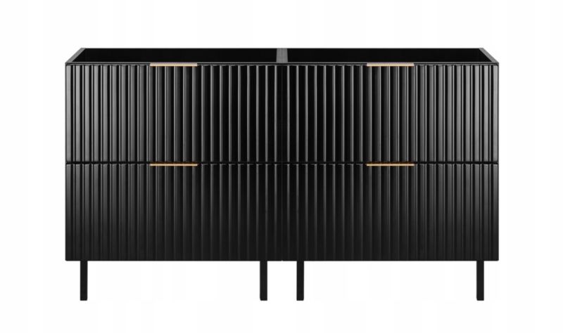 Szafka łazienkowa Furnidea 120 cm czarna ryflowana z nóżkami FLOW 1 szt.