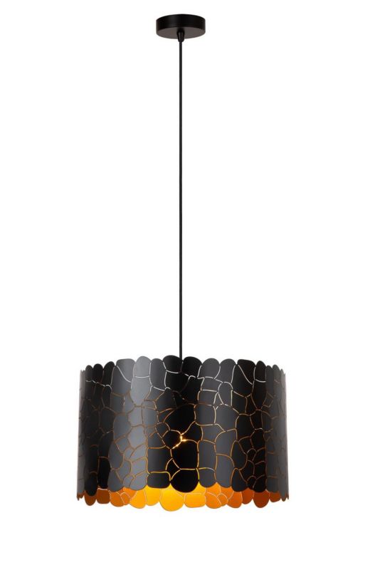 Lampa wisząca ozdobny metalowy klosz Lucide ALMELO czarna 1xE27x40W IP20 wym:155x40x40cm - 1 szt.