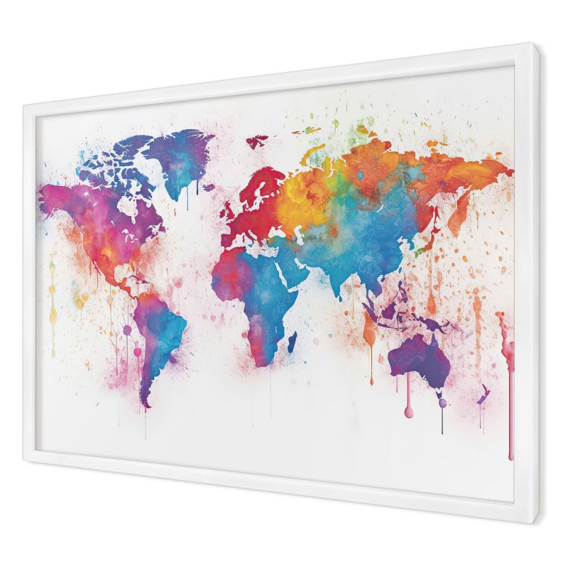 Tablica magnetyczna ozdobna Wallfluent 60x40 Kolorowa mapa w białej ramie 1szt