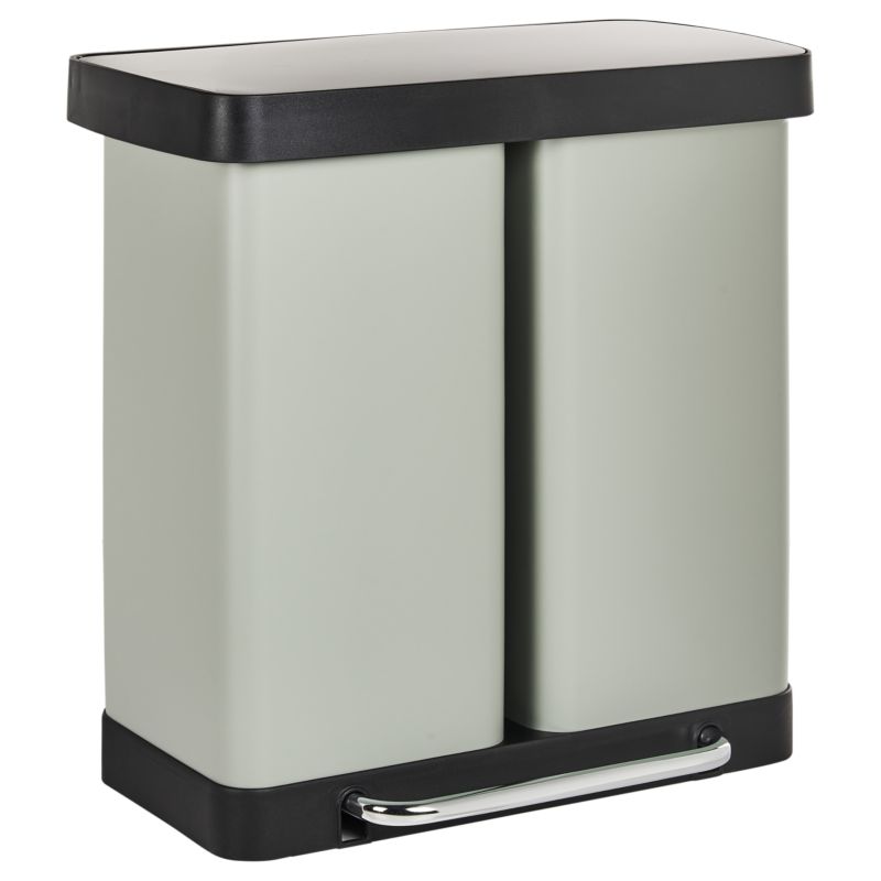 Kosz na śmieci z pedałem dwukomorowy 60 L Ecosort Metal Jasnozielony 1 szt.