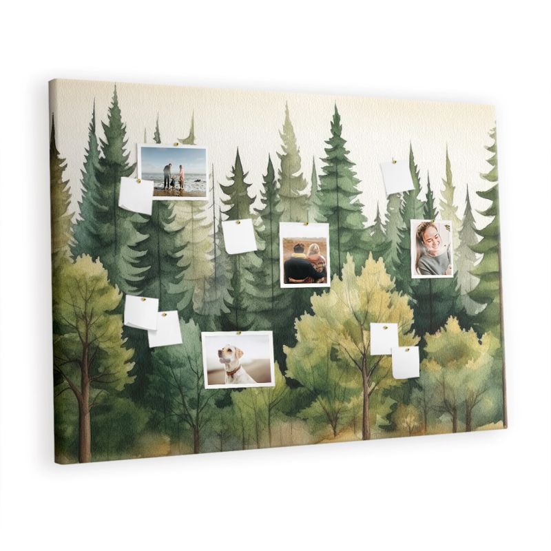 Organizer Ścienny Tablica Korkowa Na Płótnie Tulup 140x100 cm Krajobraz las Pinezki drewniane 1 kpl