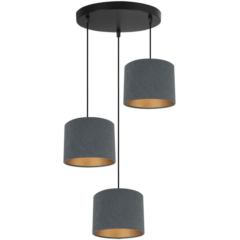 Lampa sufitowa wisząca Light Home LH Mediolan okrągła 3xE27 klosz antracyt 20cm 1szt.