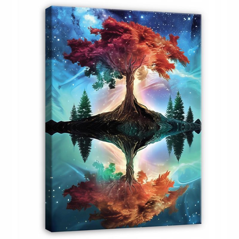 Obraz WALLARENA Do Sypialni Salonu Na Płótnie Drzewo Pejzaż Abstrakcja Niebieski 40x60 cm PP16550O4 1 szt.