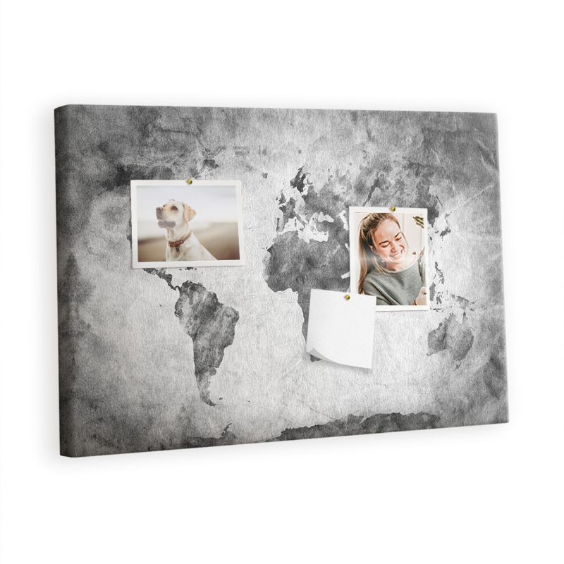 Tablica Korkowa Z Nadrukiem Na Płótnie Tulup 60x40 cm Atlas lądów świata Na zdjęcia Pinezki kolorowe 1 kpl