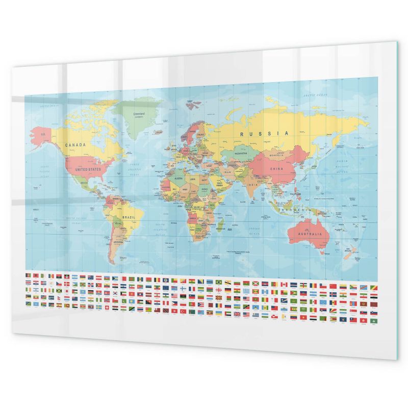 Tablica Magnetyczna Suchościeralna Tulup 100x70 cm Szkolna geografia świata Na zdjęcia i notatk Czarny marker 1 kpl