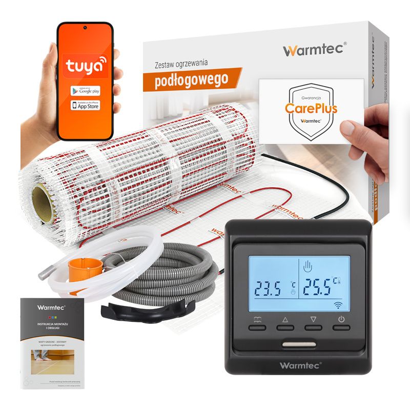 Mata grzewcza grzejna pod płytki Warmtec 12m² 170W/m² WiFi zestaw DS2-120/T510 czarny 1szt.