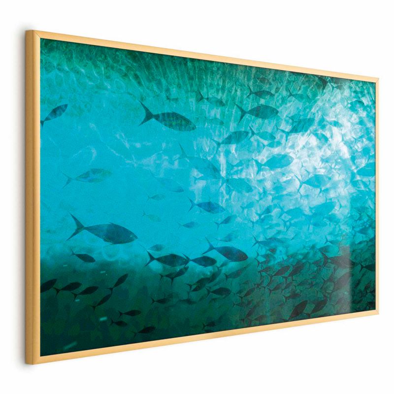 Plakat Artgeist Gromada ryb 90x60 cm z ramą złotą 1 szt