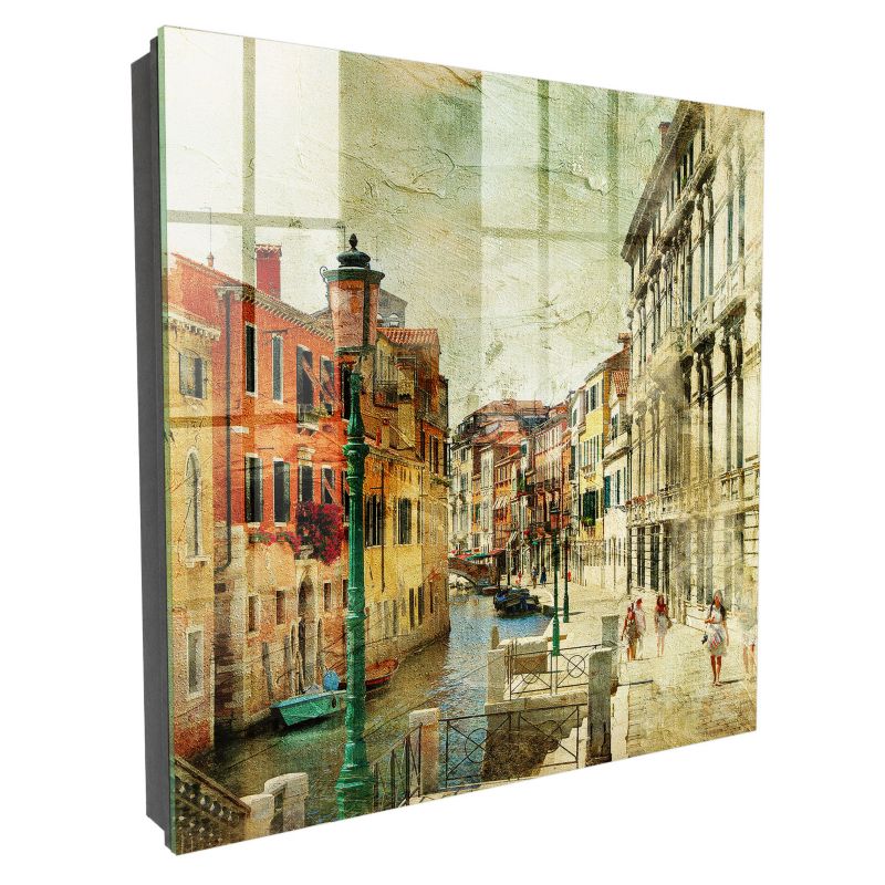 Pudełko Na Klucze Tulup 30x30 cm Kolorowe miasto - Czarna - Otwierana na lewo 1 szt.