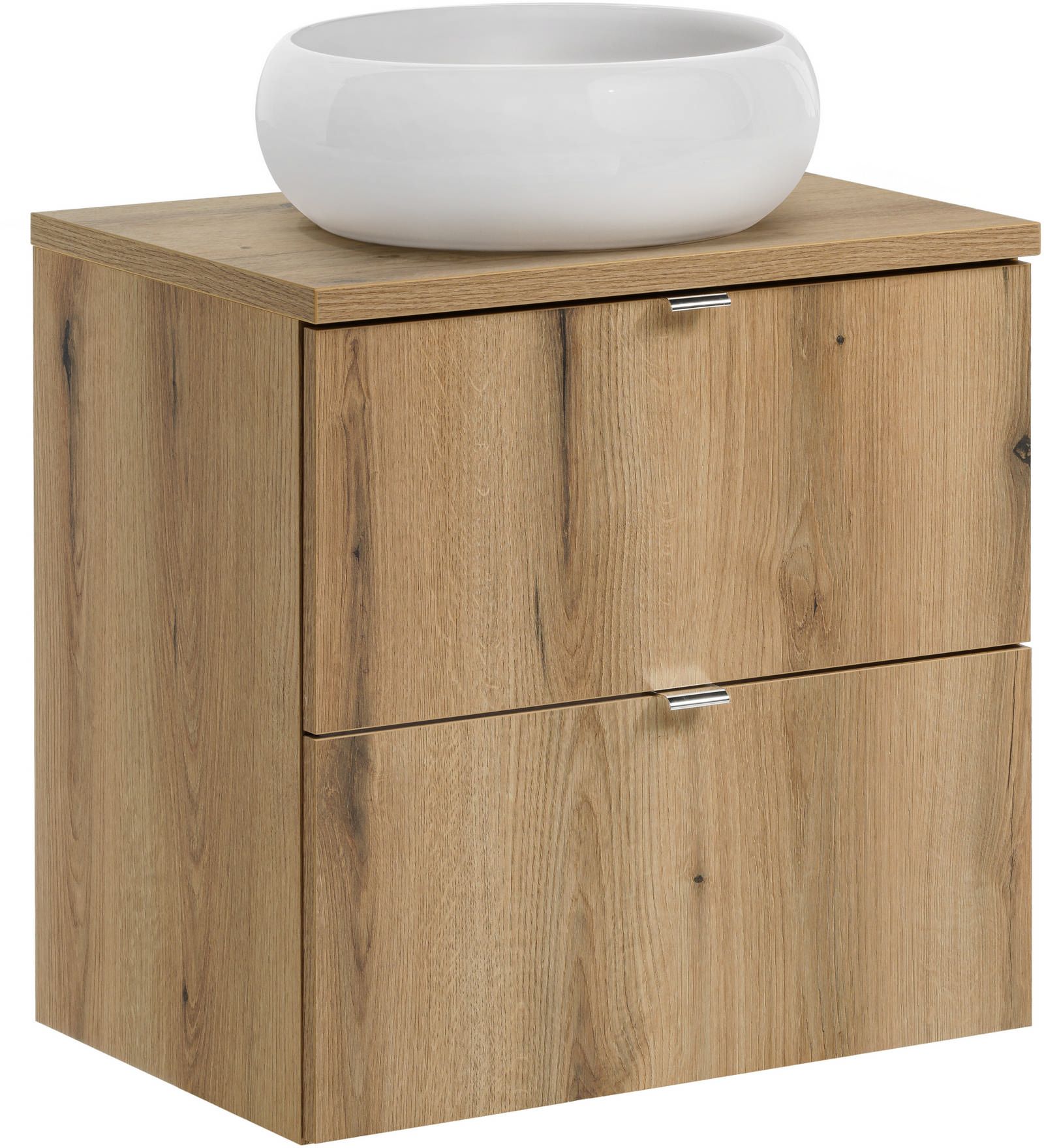 Zestaw Comad Nova Oak szafka z blatem 60 cm wisząca dąb i umywalka Wiki 36x36 cm biała SET-NOA B OAK 60CM S UN WIKI SW - Wysyłka w 24h