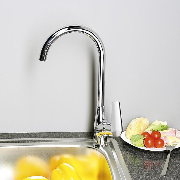 Aqualine Lotta bateria kuchenna stojąca z obrotową wylewką chrom LT603