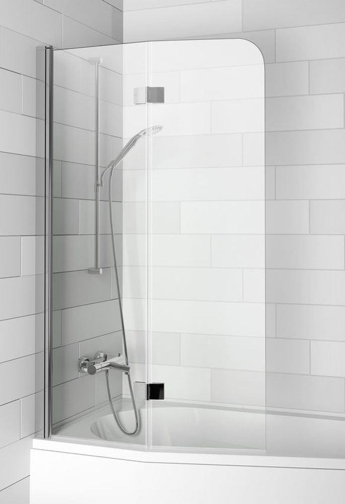 Riho Novik parawan nawannowy 124 cm 2-częściowy chrom połysk/szkło przezroczyste G003042120