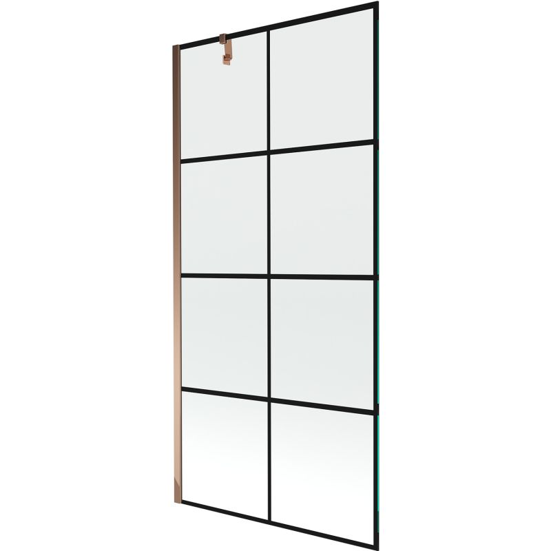 Parawan wannowy Mexen Next czarny wzór różowe złoto 90x150 cm 1 szt.
