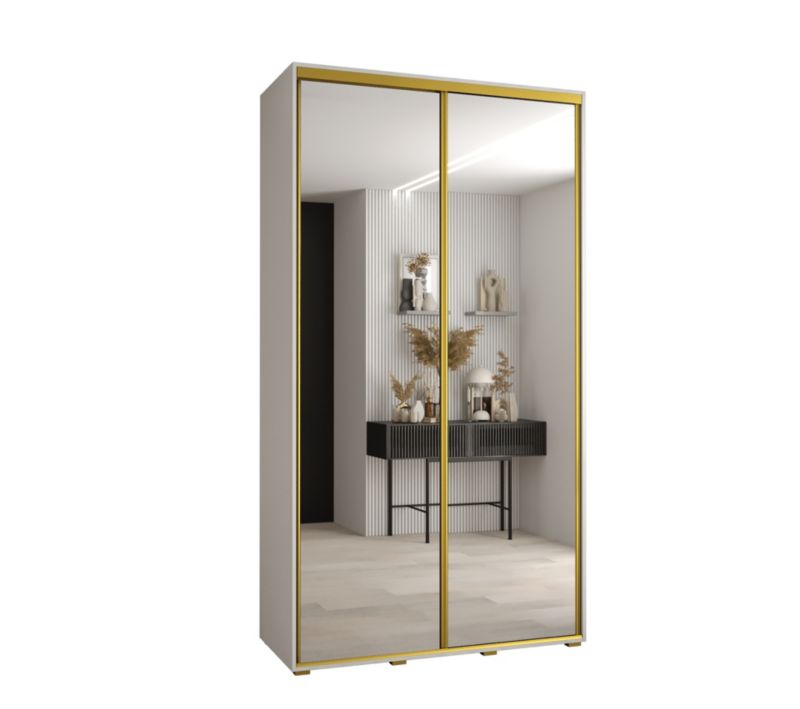 Szafa przesuwna Abiks DAVOS 2 wysoka szer.140cm gł.60cm biały/biały/złoty 1szt.
