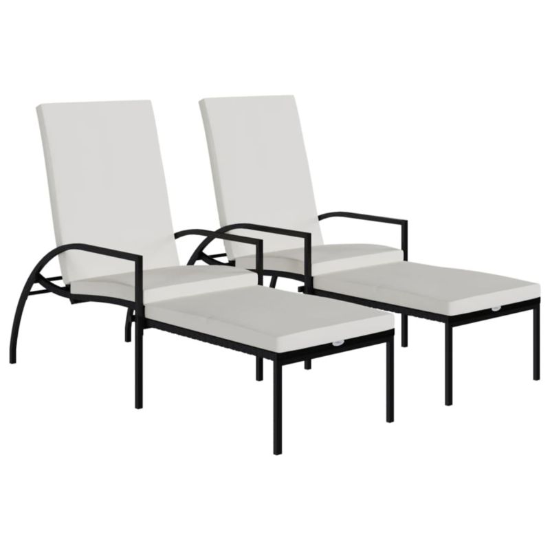 Leżaki ogrodowe WaszeMeble czarne z poduszkami WM-317632 2 szt.