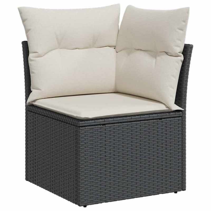 Sofa ogrodowa WaszeMeble z technorattanu czarna z poduszkami WM-365997 1 szt.