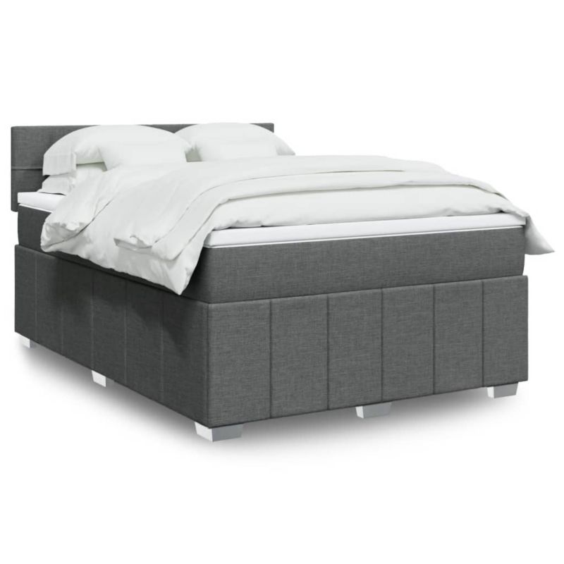 Łóżko z materacem WaszeMeble 135x190 cm Ciemnoszary tkanina z LED WM-3289364 1 szt.