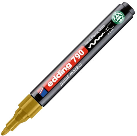 Marker olejowy edding e-790 PCR, okrągła, 2-3 mm, złoty