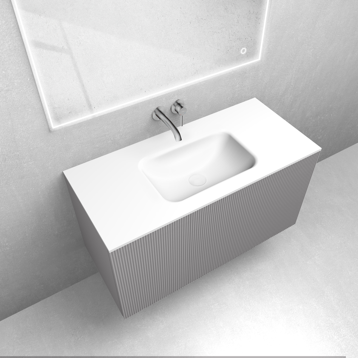 Zestaw Oltens Lun Rilla szafka podumywalkowa 100 cm z umywalką Kalla LavaForm kaszmir/biały mat 68775900 - Wysyłka w 24h