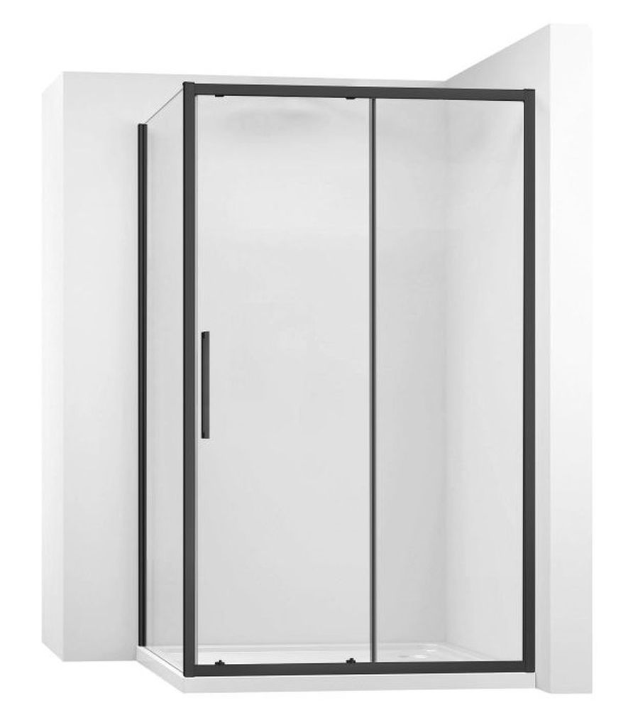 Rea Rapid Slide kabina prysznicowa 110x90 cm prostokątna czarny półmat/szkło przezroczyste REA-K6401/REA-K6422