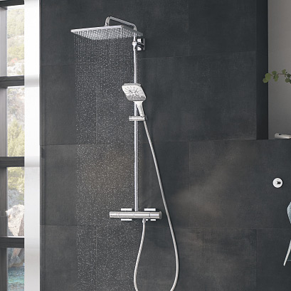 Grohe Rainshower Smartactive 310 zestaw prysznicowy ścienny termostatyczny z deszczownicą chrom 26647000