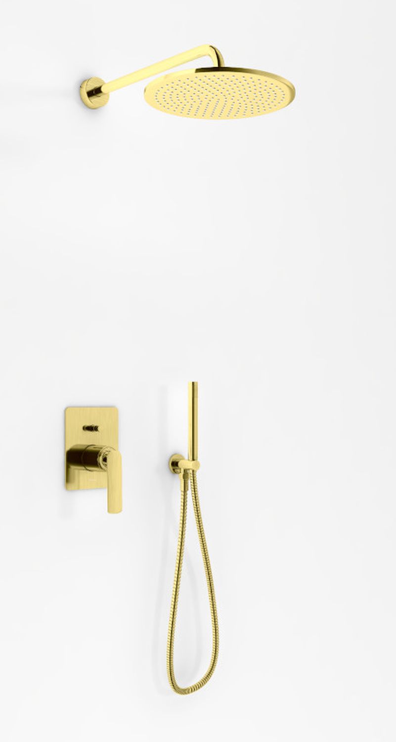 Kohlman Experience Brushed Gold zestaw prysznicowy podtynkowy z deszczownicą złoty szczotkowany QW210EGDBR30