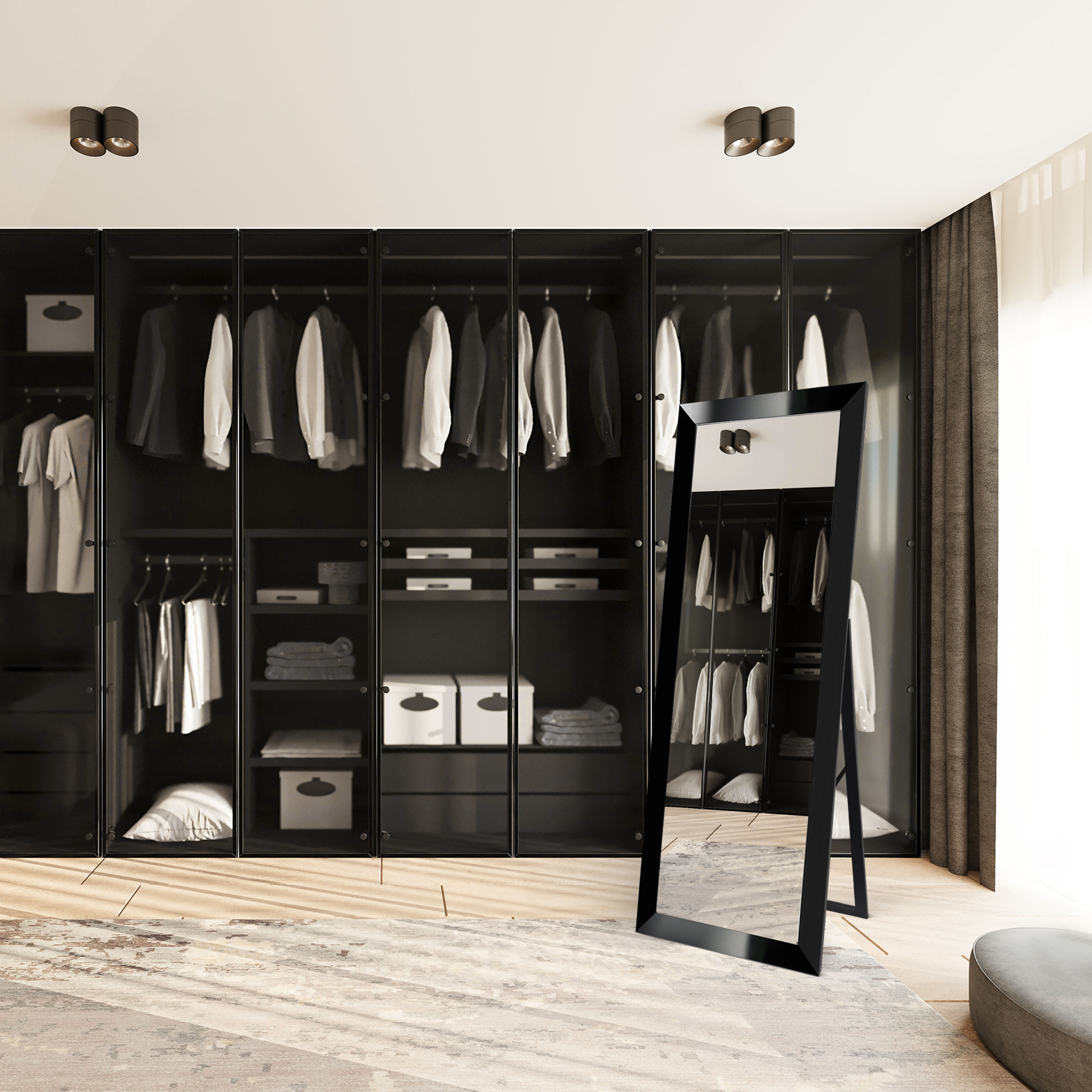 Ars Longa Milano lustro stojące 64,6x174,6 cm prostokątne czarne LS-MILANO50160-C