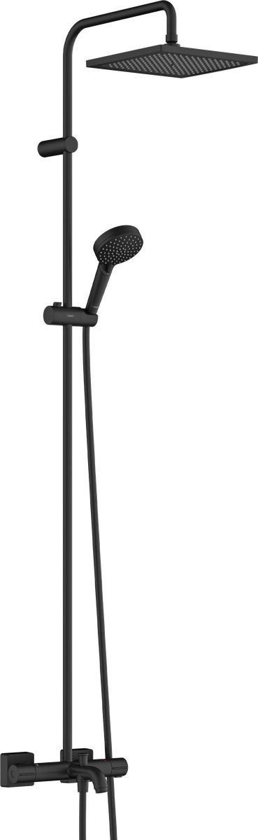 Hansgrohe Vernis Shape zestaw prysznicowy ścienny termostatyczny z deszczownicą czarny mat 26900670