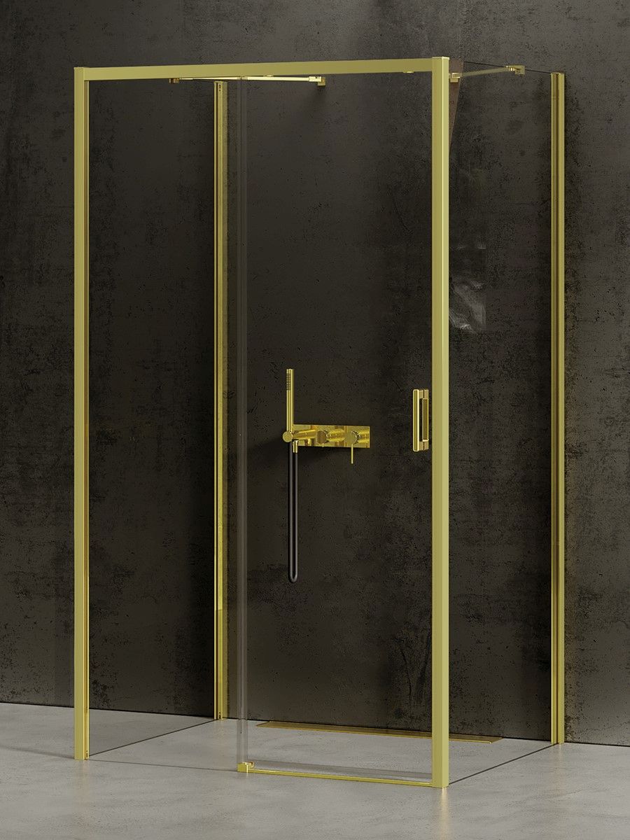 New Trendy Prime Light Gold kabina prysznicowa 160x80 cm prostokątna przyścienna lewa złoty/szkło przezroczyste K-1125