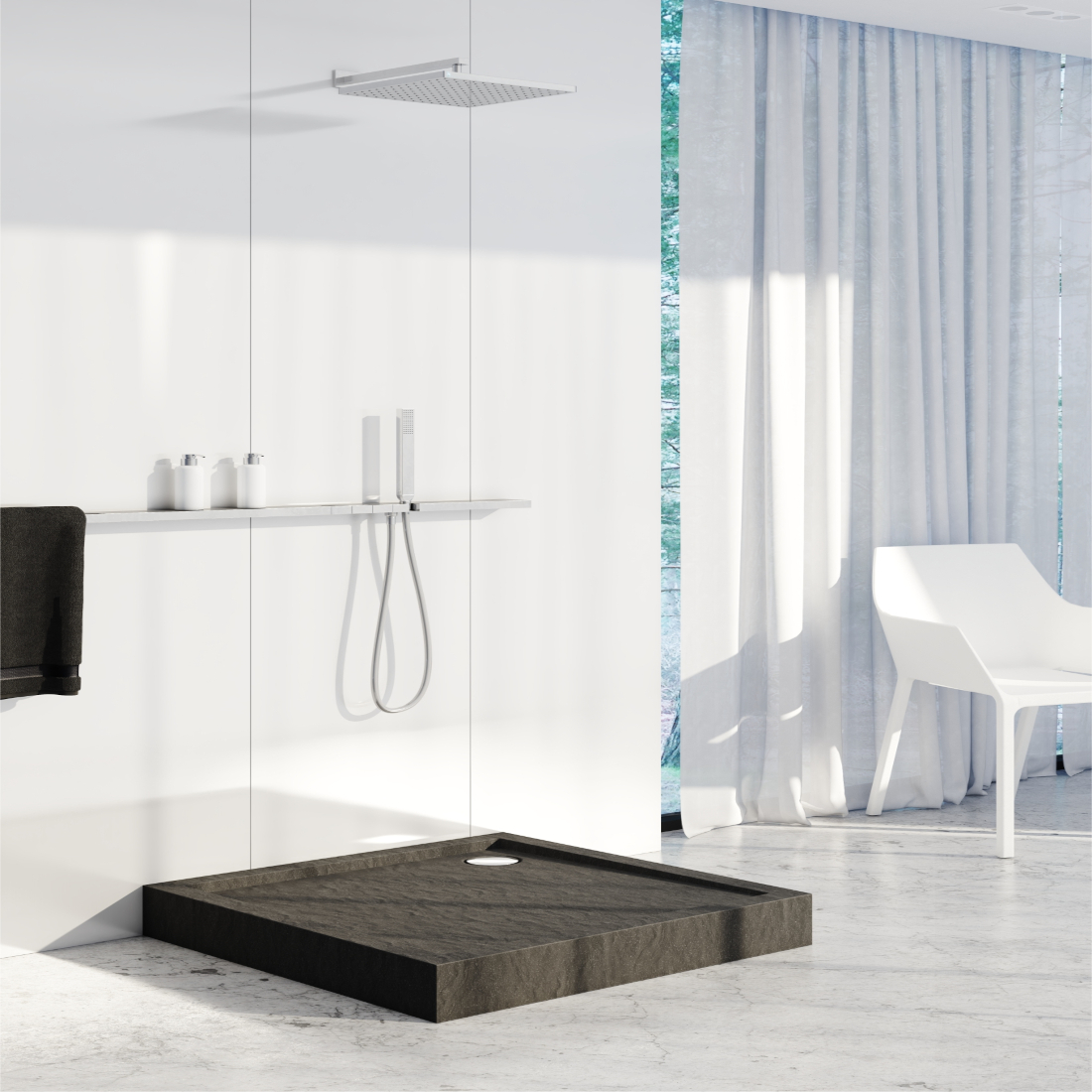 Schedline Cameron brodzik kwadratowy 90x90 cm czarny 3ST.C2K-9090/C/ST