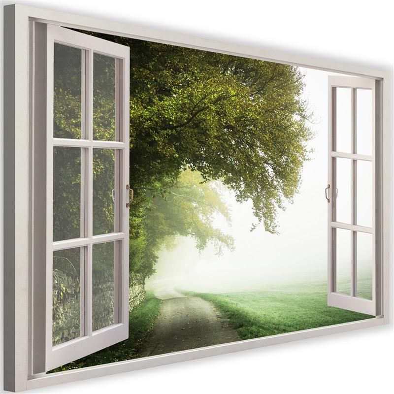Obraz na płótnie Feeby Widok z okna drzewo mgła 60x40cm 1szt