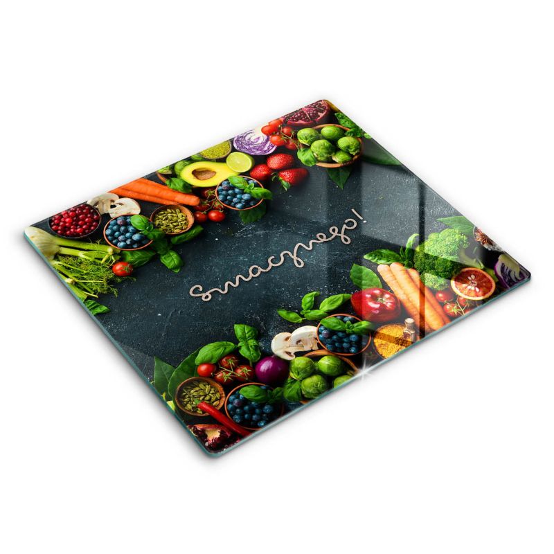 Szklana deska do krojenia Wallfluent 60x52 cm Owoce i Warzywa, Smacznego 1 szt.