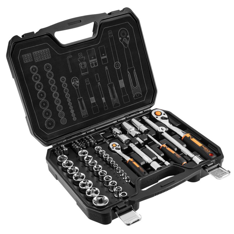 Klucze nasadowe NEO TOOLS 1/2", 1/4" 73 szt. 1 kpl