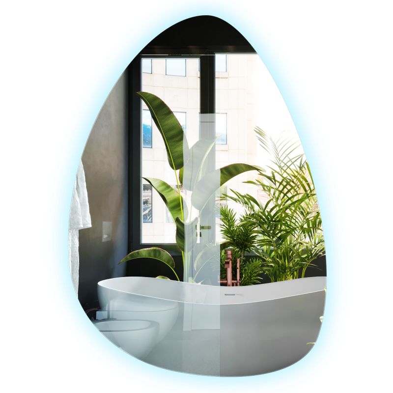 Nieregularne Lustro LED Wallfluent 50x70 cm Podświetlane Ozdobne do Łazienki, Salonu i Sypialni 6500K 1 szt.
