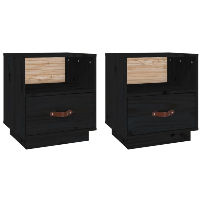 Szafki nocne WaszeMeble sosnowe czarne WM-818304 2 szt.