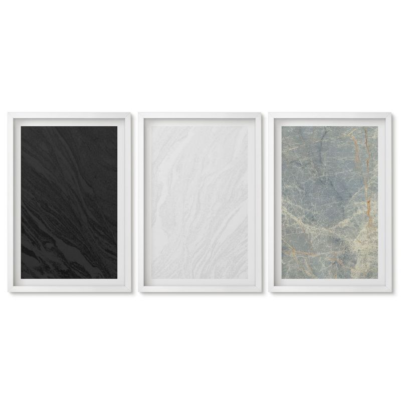 Zestaw 3 obrazów w białej ramie Tulup 40x60 cm Ttruktury kamienne Dekoracja ścienna do przedpokoju 1 kpl
