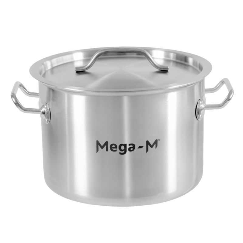 Garnek gastronomiczny niski ze stali nierdzewnej Mega-M Standard z pokrywką 8l 28x13 cm 1szt.