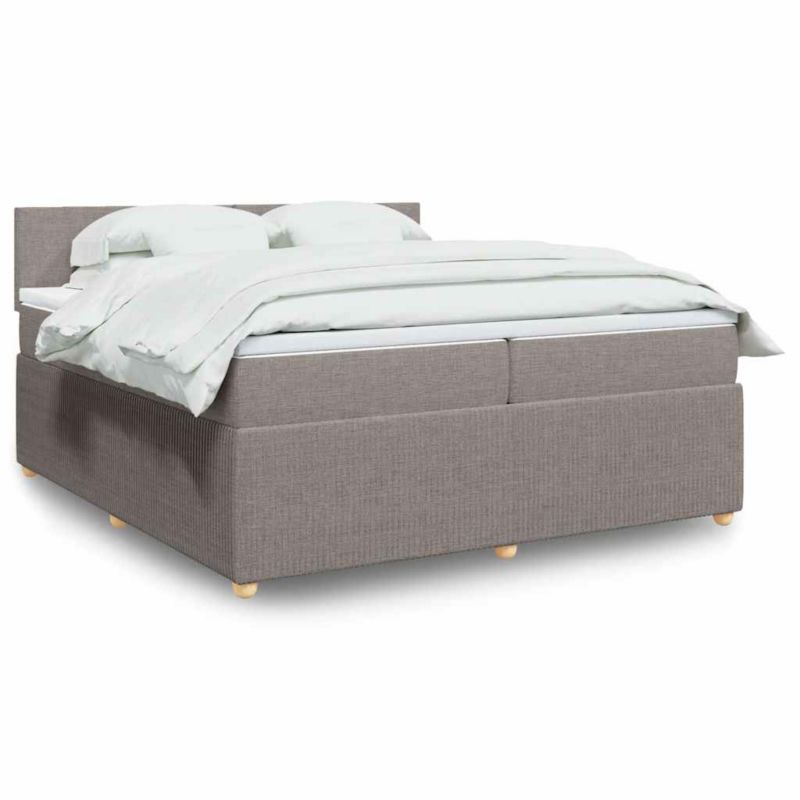 Łóżko z materacem WaszeMeble 200x200 cm Taupe tkanina z LED WM-3289860 1 szt.
